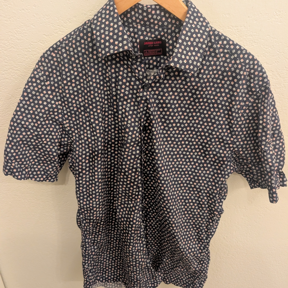 Jared Lang Navy and White Patterned Shirt
